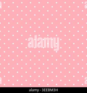 Cute polka dot seamless pattern background in pink and white colors. Vector illustration Stock Vector