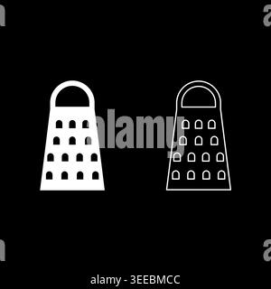 Grater for kitchen set icon white color vector illustration image simple solid fill outline contour line thin flat style Stock Vector