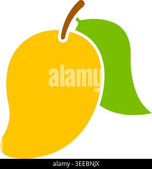 Mango Glyph Style Colorful Icon, Isolated Vector Illustration Stock Vector