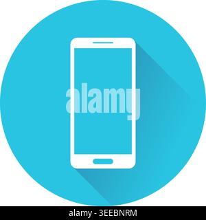 Smartphone round button with shadow, isolated icon on white background. Vector illustration Stock Vector