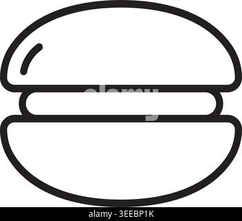 Hamburger outline style icon, fast food symbol isolated vector illustration Stock Vector