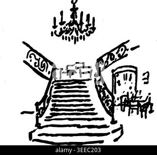 Hand Drawn Castle Staircase Vector Drawing Stock Vector