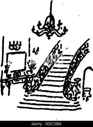Hand Drawn Grand Staircase Vector Illustration Stock Vector
