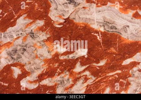 Bright Red and White Marble Close-Up Stock Photo