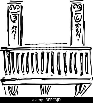 Hand Drawn Theater Balcony Vector Illustration Stock Vector
