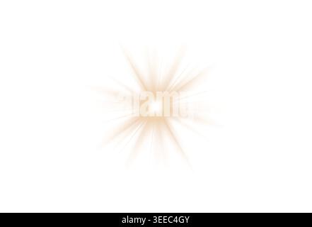 Natural Sun Lens Flare with Radiant Light Beam on Transparent Background Stock Vector
