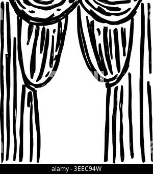 Hand Drawn Theater Stage Curtains Vector Drawing Stock Vector
