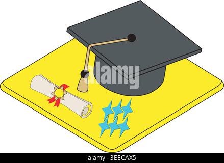 Graduation cap and diploma education icon Stock Vector