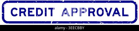 Grunge blue credit approval word square rubber seal stamp on white background Stock Vector