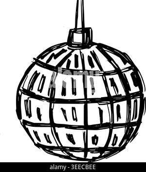 Hand Drawn Disco Ball Vector Line Art Stock Vector