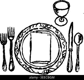 Hand Drawn Holiday Place Setting Vector Illustration Stock Vector