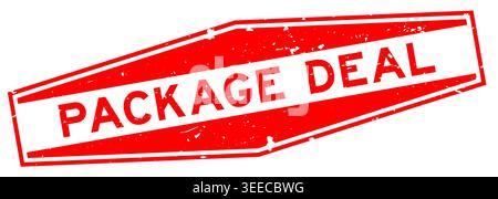 Grunge red package deal word hexagon rubber seal stamp on white background Stock Vector