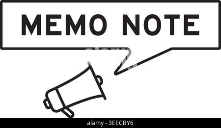 Megaphone icon with speech bubble in word memo note on white background Stock Vector