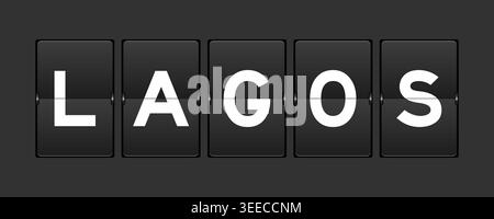 Black color analog flip board with word on gray background Stock Vector