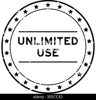 Grunge black unlimited use word round rubber seal stamp on white background Stock Vector