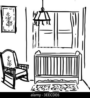 Hand Drawn Vintage Baby Nursery Vector Drawing Stock Vector