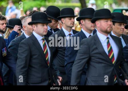 10/05/2026. London, UK Military personnel take part in the 102nd Parade and Service of The Combined Cavalry Old Comrades Association at the Cavalry Memorial in Hyde Park.  Photo credit: Ray Tang Stock Photo