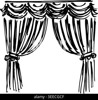 Hand Drawn Theater Curtains Vector Illustration Stock Vector