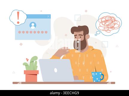 Password error confusion. Vector illustration Stock Vector