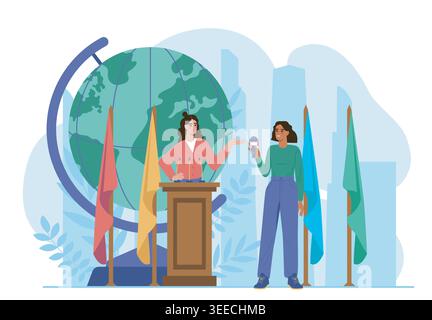 Global speech scene. Vector illustration Stock Vector