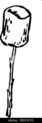 Hand Drawn Marshmallow on Stick Vector Drawing Stock Vector