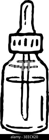 Hand Drawn Serum Dropper Bottle Vector Line Art Stock Vector