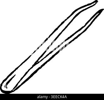 Hand Drawn Lash Tweezers Vector Drawing Stock Vector