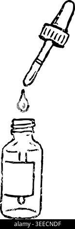 Hand Drawn Serum Dropper Bottle Vector Illustration Stock Vector