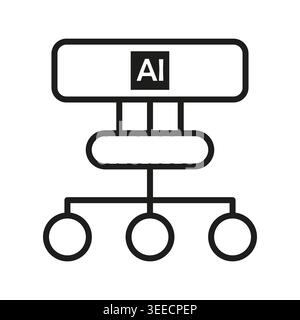 Artificial intelligence flowchart structure vector. Perfect for tech data visualization and machine learning web graphics. EPS 10. Stock Vector