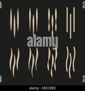 Extraordinary beige streaks. Exceptional vertical silhouettes. Sophisticated charcoal Vector. Magnificent golden aesthetics. EPS 10. Stock Vector