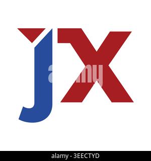 Clean and modern JX initial letter icon featuring geometric balance, minimalist styling, and professional branding appeal. Perfect for logos, apps, st Stock Vector