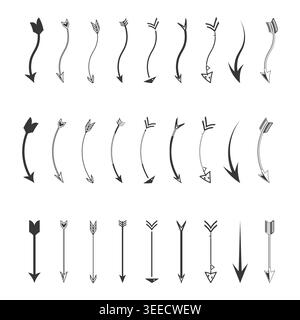 Arrow set collection. Navigation direction symbol. Pointing marks Vector. Simple indicator group. Manual vector only. No autotrace used. EPS 10. Stock Vector