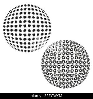 Abstract halftone spheres with dot patterns isolated on white background. EPS 10. Stock Vector
