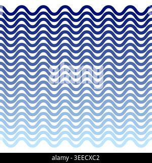 Wavy zig zag pattern. Blue white gradient background. Abstract striped Vector texture. Undulating marine wallpaper. EPS 10. Stock Vector