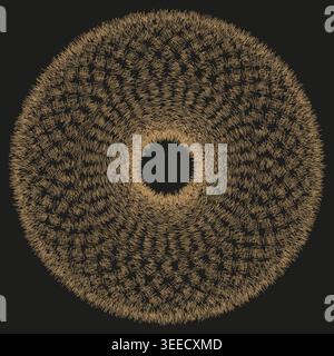 Gold mandala pattern. Circular Vector ornament. Intricate golden shape. Luxury dark design. Manual vector only. No autotrace used. EPS 10. Stock Vector