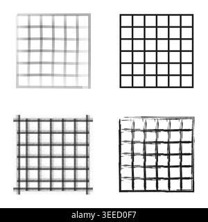 Square grid collection. Extraordinary Simple Vector. Geometric lattice patterns. Professional mesh identification. EPS 10. Stock Vector
