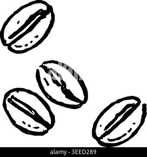 Hand Drawn Three Coffee Beans Vector Line Art Stock Vector