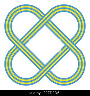 Ukrainian infinity knot geometric ribbon, symbol national identity loop pattern Stock Vector