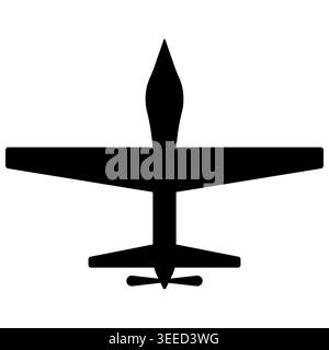 black one airplane or drone icon on white. Stock Vector