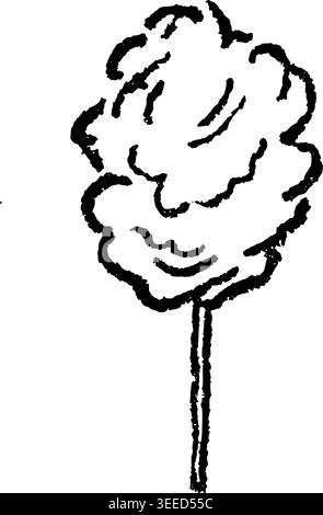 Hand Drawn Cotton Candy on Stick Vector Drawing Stock Vector