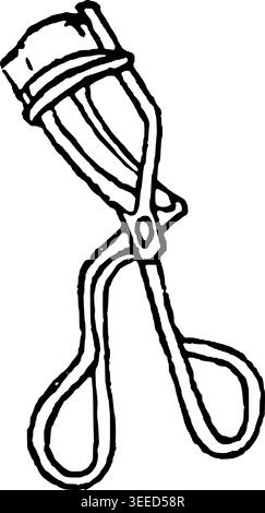 Hand Drawn Eyelash Curler Vector Line Art Stock Vector