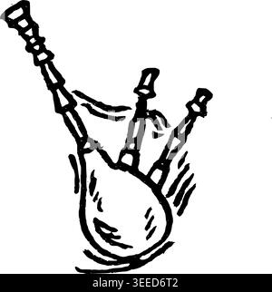 Hand Drawn Bagpipes Vector Illustration Stock Vector