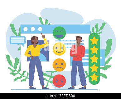 People rating emotions scene. Vector illustration Stock Vector