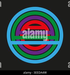 A captivating abstract Vector symbol featuring interwoven colorful arcs in shades of red, purple, green, and blue on a dark background. EPS 10. Stock Vector