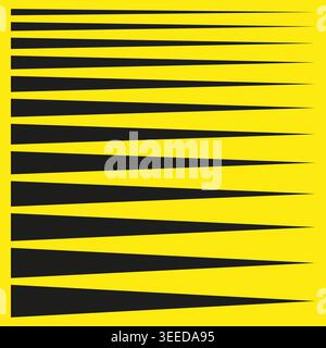 A striking Vector abstract pattern composed of black horizontal lines that gradually narrow into sharp triangles on a bright yellow background. EPS 10 Stock Vector