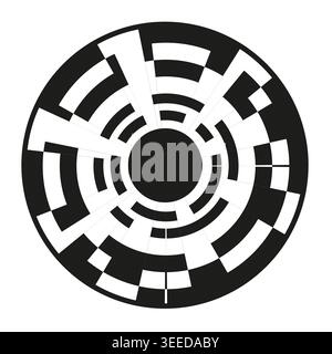 A complex circular data pattern with black and white segments, forming an abstract digital Vector technology design element. EPS 10. Stock Vector