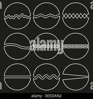 A refined Vector collection of abstract circular design elements showcasing diverse geometric divider patterns for contemporary projects. EPS 10. Stock Vector