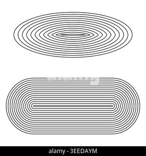 A modern Vector illustration with abstract optical patterns. Concentric shapes are formed by black lines on a white background. EPS 10. Stock Vector