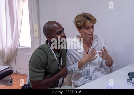 Diverse colleagues discussing ideas during professional meeting Stock Photo