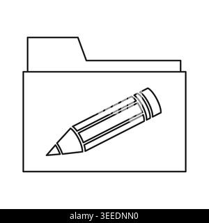 Minimalist edit folder outline symbol vector. Useful element for creative file management and modern digital web interfaces. EPS 10. Stock Vector